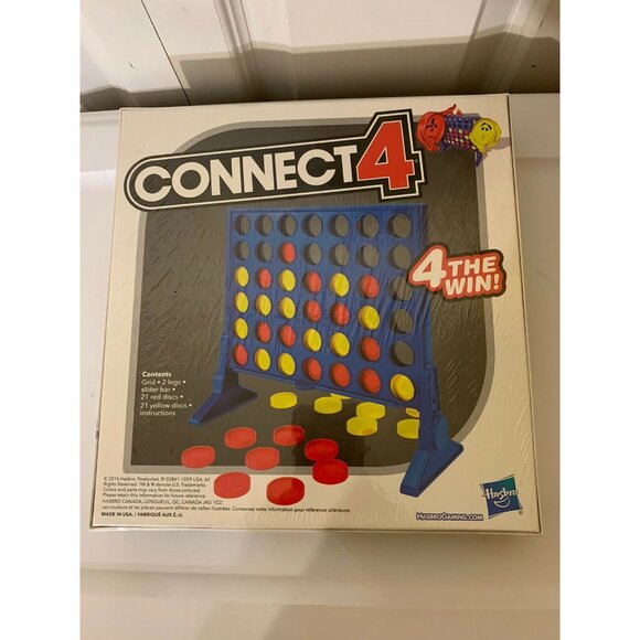 New Connect 4 Game Four In A Row Checkers Hasbro 2016 Family Fun Sealed - Picture 3 of 6